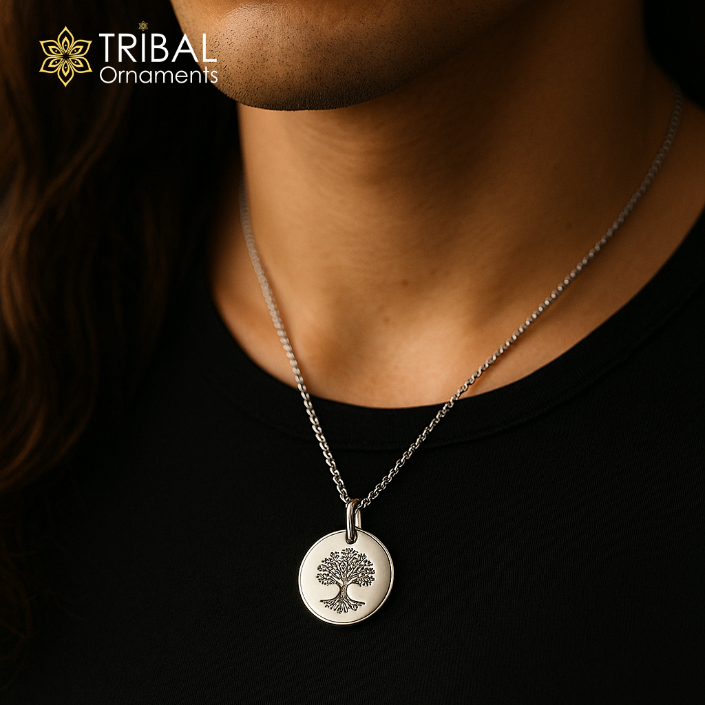 Vriksha style silver pendant 925 Sterling silver unisex pendant nsp1074 - TRIBAL ORNAMENTS