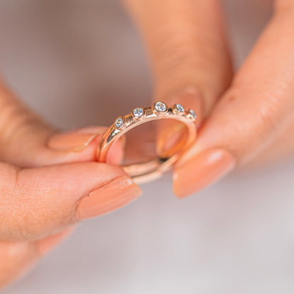 White diamond stylish rose gold silver ring - TRIBAL ORNAMENTS