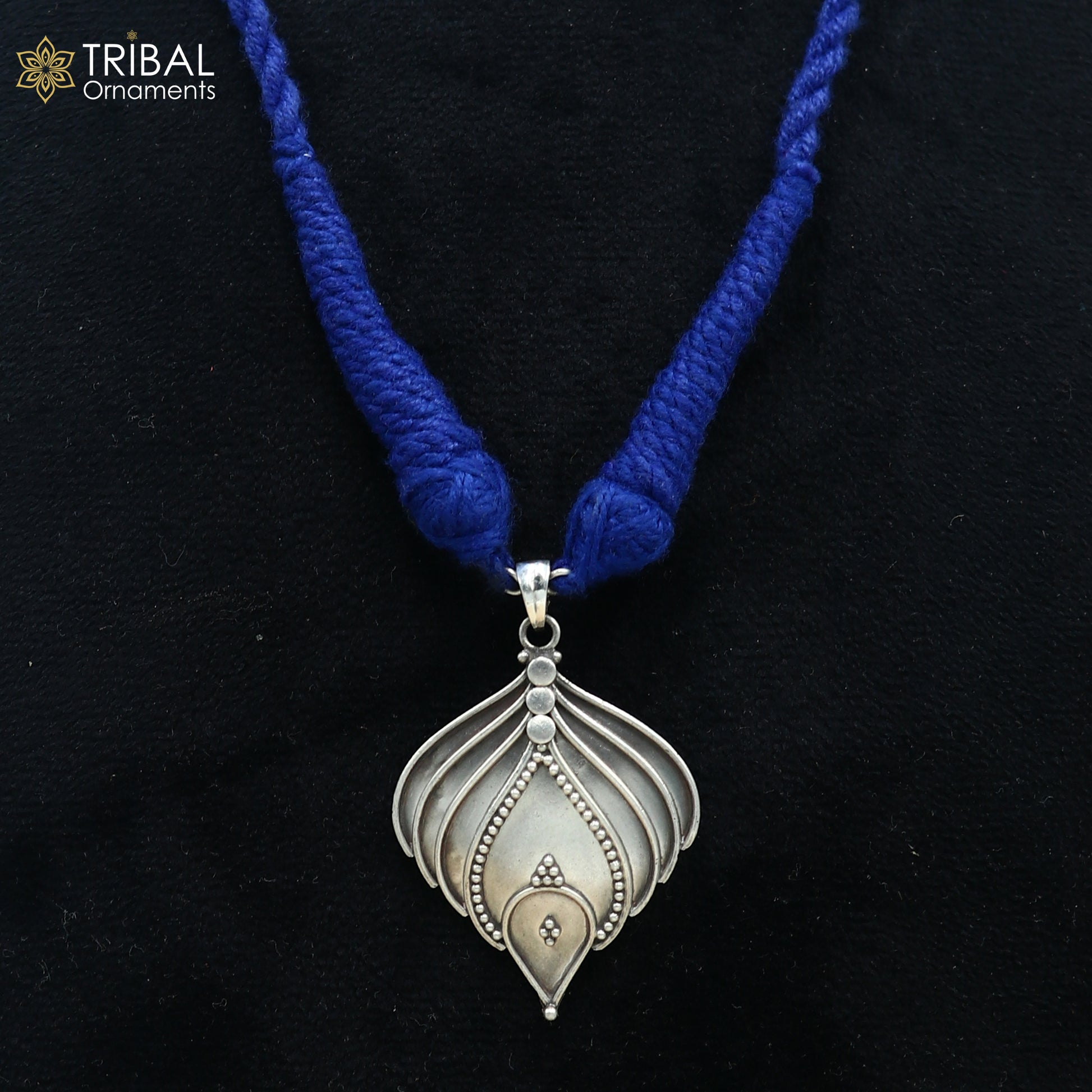 925 sterling silver handcrafted leaf design ethnic charm necklace tribal  jewelry set725 - TRIBAL ORNAMENTS