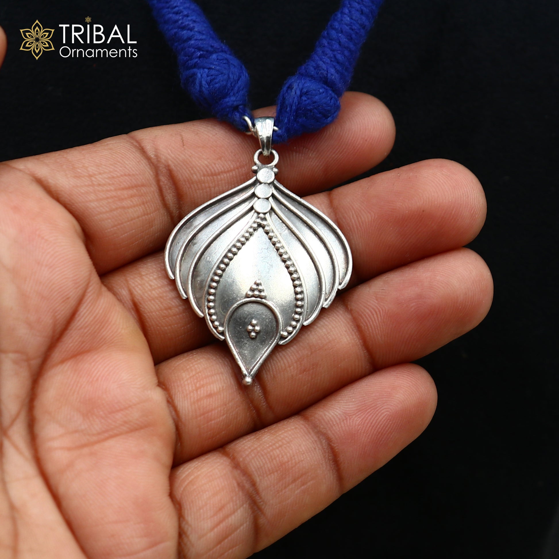 925 sterling silver handcrafted leaf design ethnic charm necklace tribal  jewelry set725 - TRIBAL ORNAMENTS
