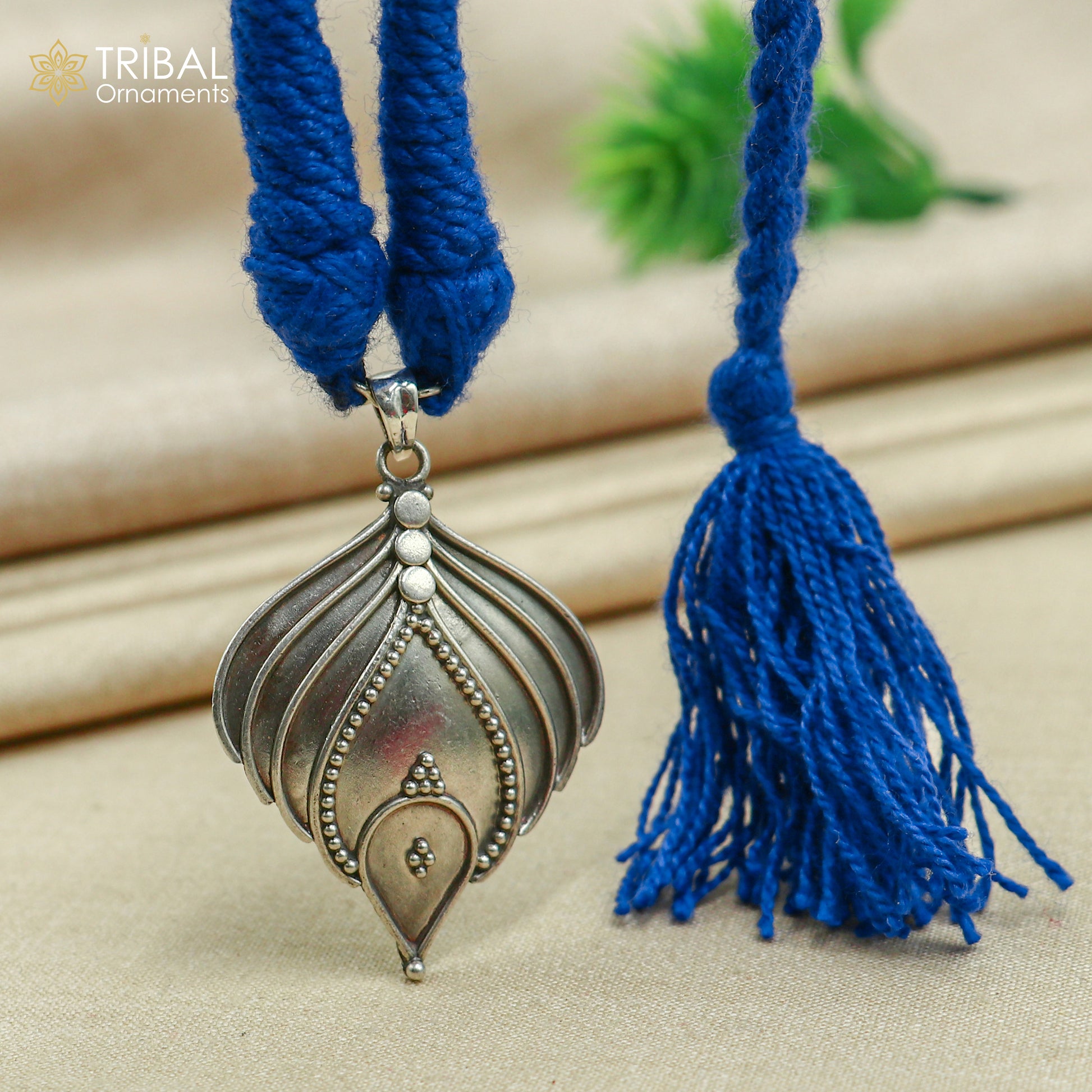 925 sterling silver handcrafted leaf design ethnic charm necklace tribal  jewelry set725 - TRIBAL ORNAMENTS