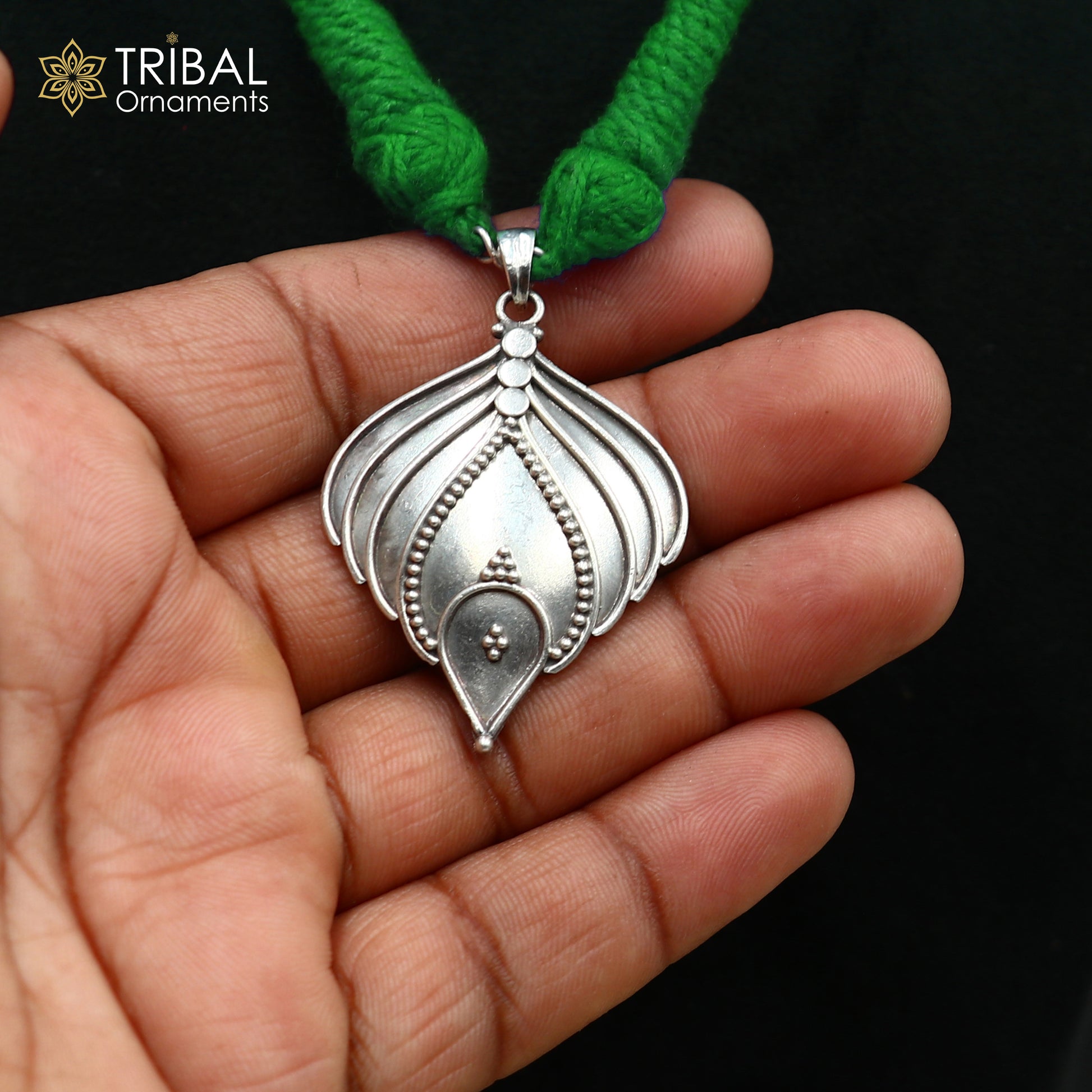 925 sterling silver handcrafted leaf design ethnic charm necklace tribal  jewelry set725 - TRIBAL ORNAMENTS