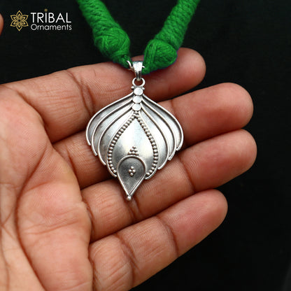 925 sterling silver handcrafted leaf design ethnic charm necklace tribal  jewelry set725 - TRIBAL ORNAMENTS