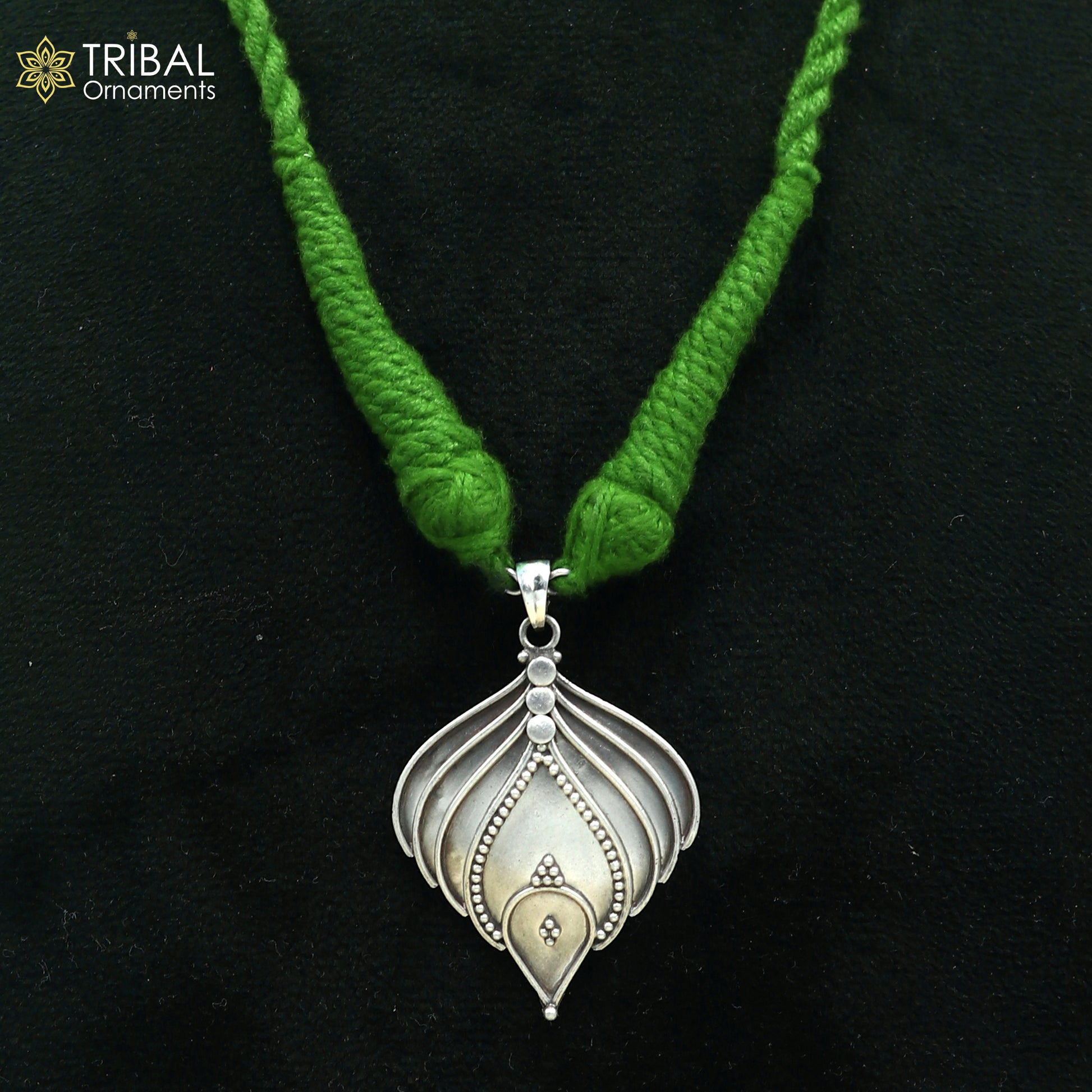 925 sterling silver handcrafted leaf design ethnic charm necklace tribal  jewelry set725 - TRIBAL ORNAMENTS
