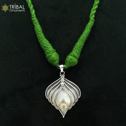 925 sterling silver handcrafted leaf design ethnic charm necklace tribal  jewelry set725 - TRIBAL ORNAMENTS