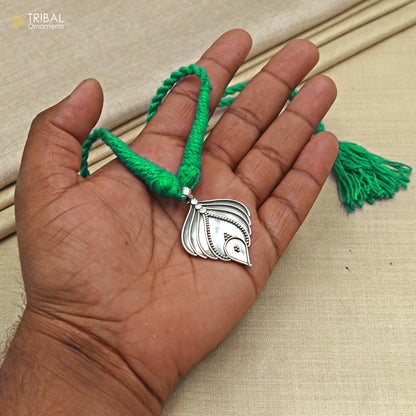 925 sterling silver handcrafted leaf design ethnic charm necklace tribal  jewelry set725 - TRIBAL ORNAMENTS