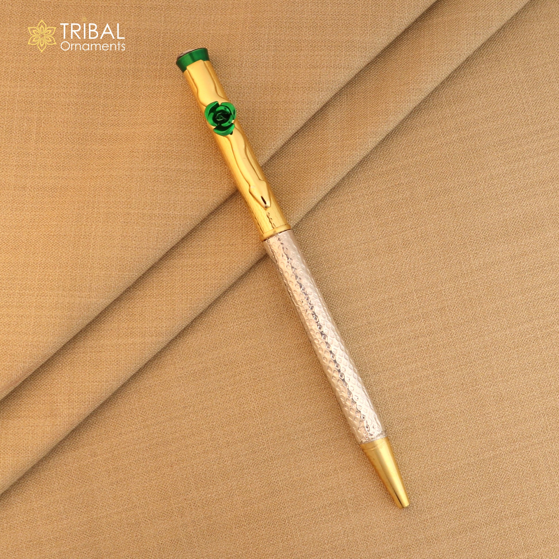925 Sterling silver tribal work writing ball pen by TRIBAL ORNAMENTS, featuring intricate silver craftsmanship for elegant gifting