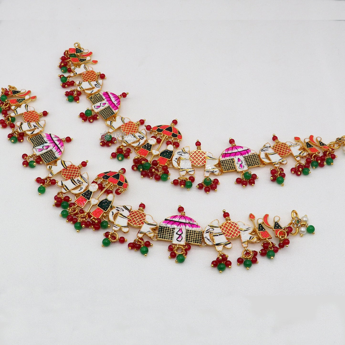 925 sterling silver gold polished fabulous Barat or groom and brides design cultural ethnic anklets for brides ank642 - TRIBAL ORNAMENTS