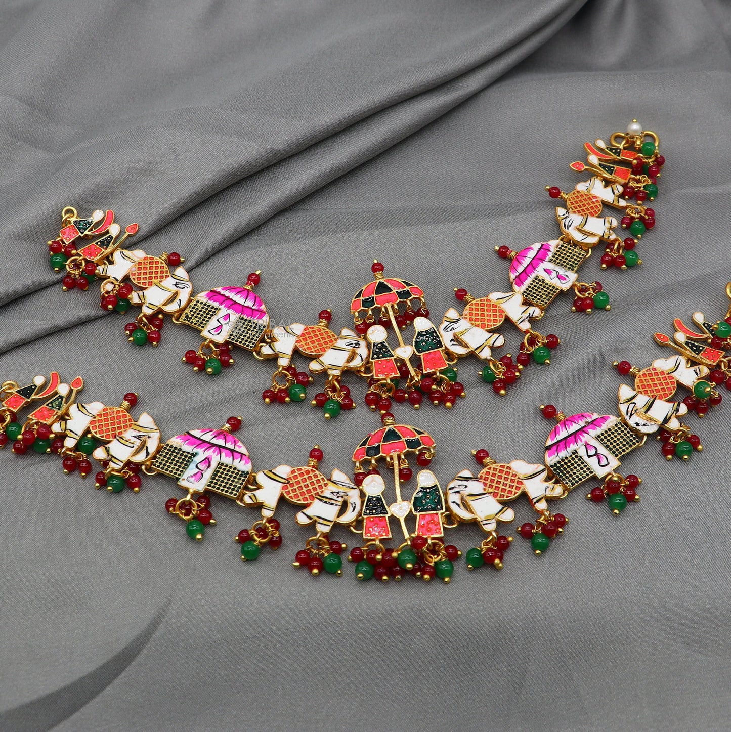 925 sterling silver gold polished fabulous Barat or groom and brides design cultural ethnic anklets for brides ank642 - TRIBAL ORNAMENTS