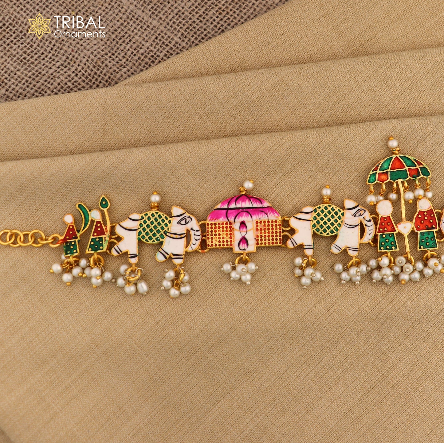 925 sterling silver gold polished fabulous Barat or groom and brides design cultural ethnic anklets for brides ank642 - TRIBAL ORNAMENTS