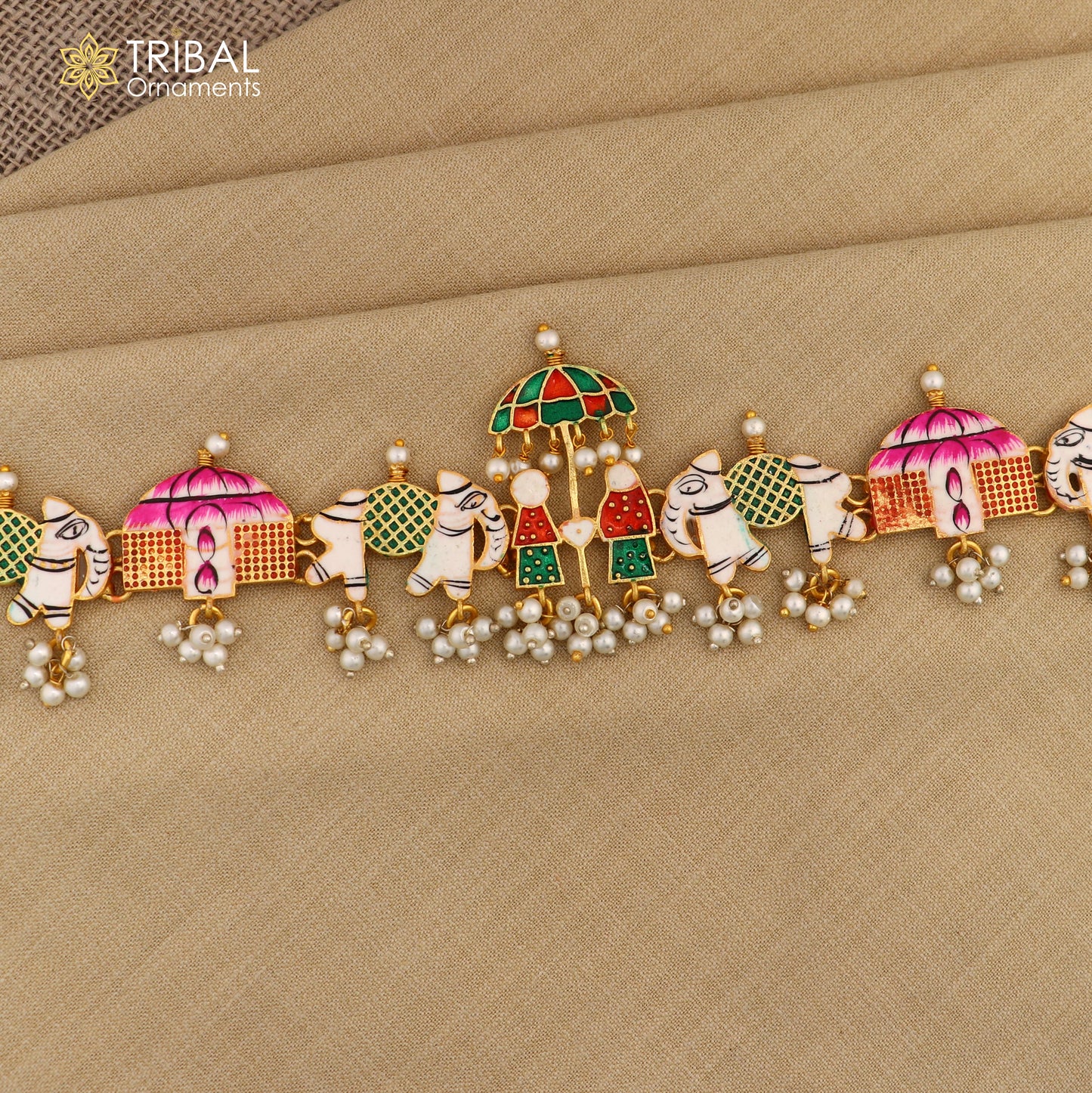 925 sterling silver gold polished fabulous Barat or groom and brides design cultural ethnic anklets for brides ank642 - TRIBAL ORNAMENTS