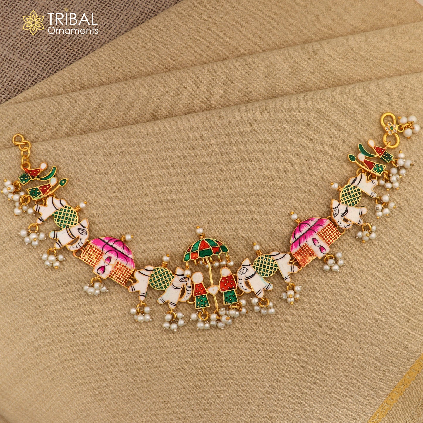 925 sterling silver gold polished fabulous Barat or groom and brides design cultural ethnic anklets for brides ank642 - TRIBAL ORNAMENTS