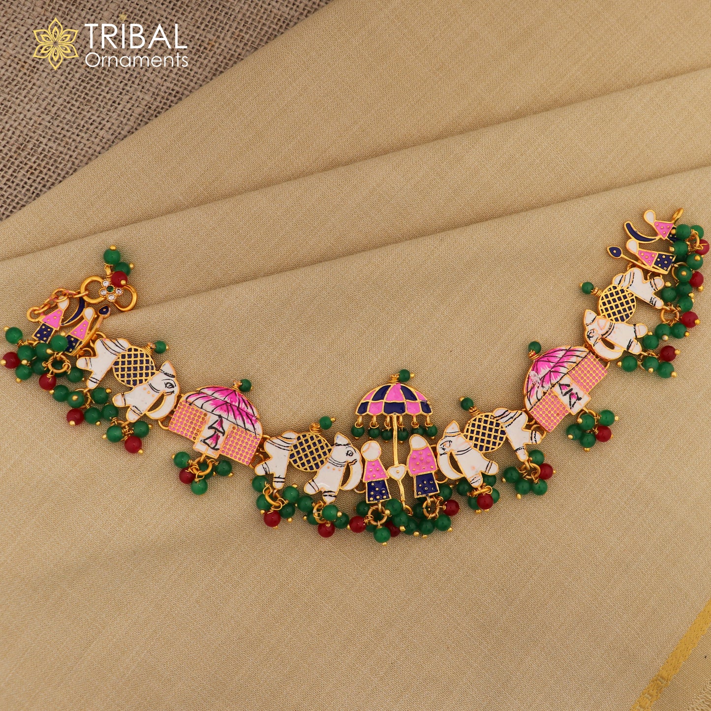 925 sterling silver gold polished fabulous Barat or groom and brides design cultural ethnic anklets for brides ank642 - TRIBAL ORNAMENTS