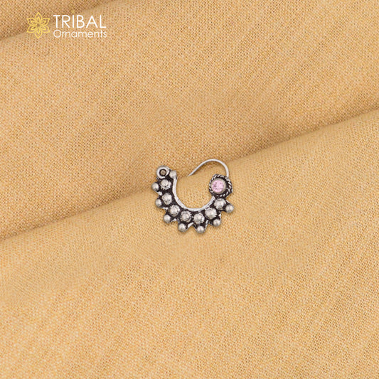 925 sterling silver vintage design stone nose pin ethnic tribal jewelry np92 - TRIBAL ORNAMENTS