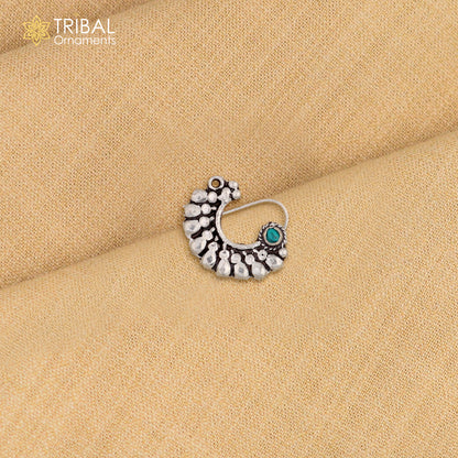 925 sterling silver vintage  stylish design stone nose pin ethnic tribal jewelry np99 - TRIBAL ORNAMENTS
