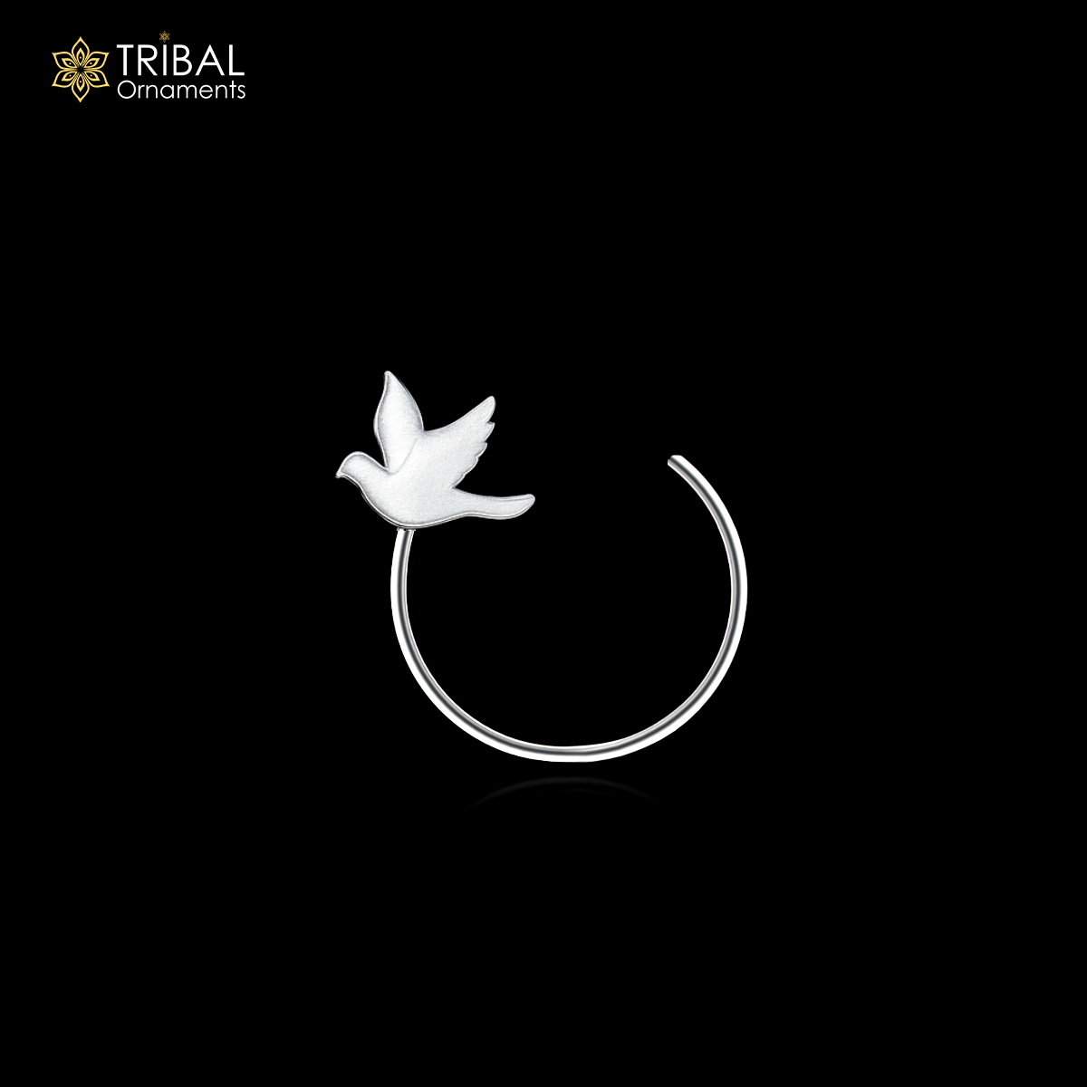 925 sterling silver bird design nose pin u band tribal jewelry np62 - TRIBAL ORNAMENTS