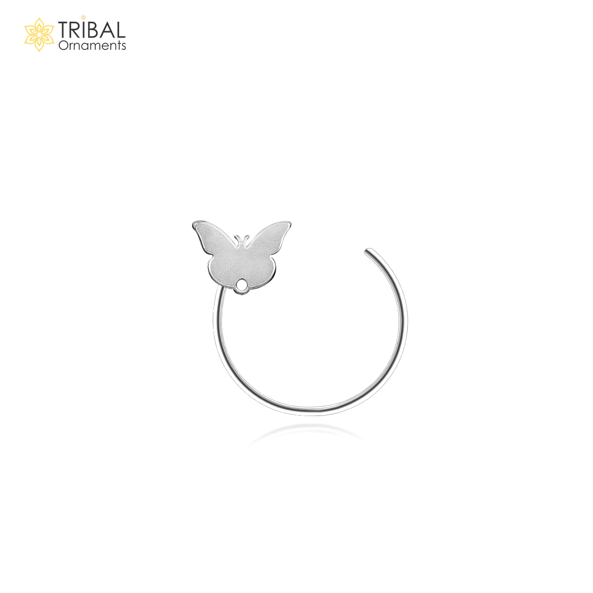 925 sterling silver butterfly design nose pin u band tribal jewelry np59 - TRIBAL ORNAMENTS