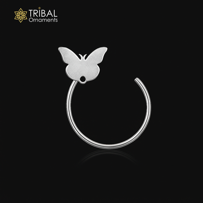 925 sterling silver butterfly design nose pin u band tribal jewelry np59 - TRIBAL ORNAMENTS