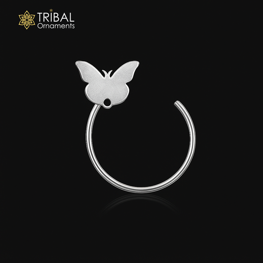 925 sterling silver butterfly design nose pin u band tribal jewelry np59 - TRIBAL ORNAMENTS