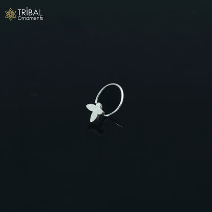 925 sterling silver butterfly design nose pin with U-band tribal jewelry style by Tribal Ornaments.