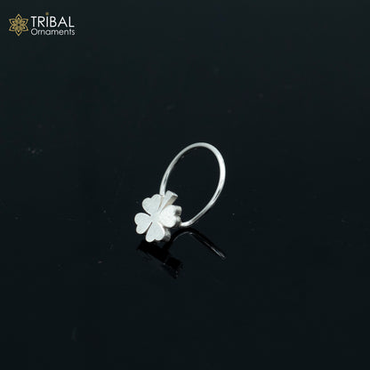 925 sterling silver flower design nose pin with U-band style, tribal jewelry nose pin by Tribal Ornaments.