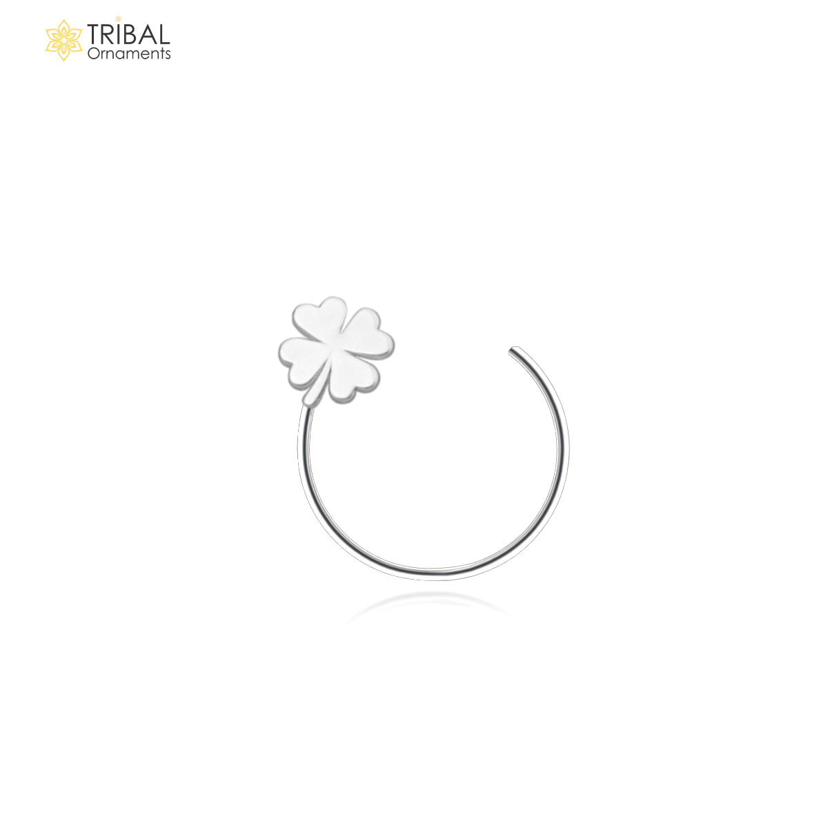 925 sterling silver flower design nose pin u band tribal jewelry np82 - TRIBAL ORNAMENTS