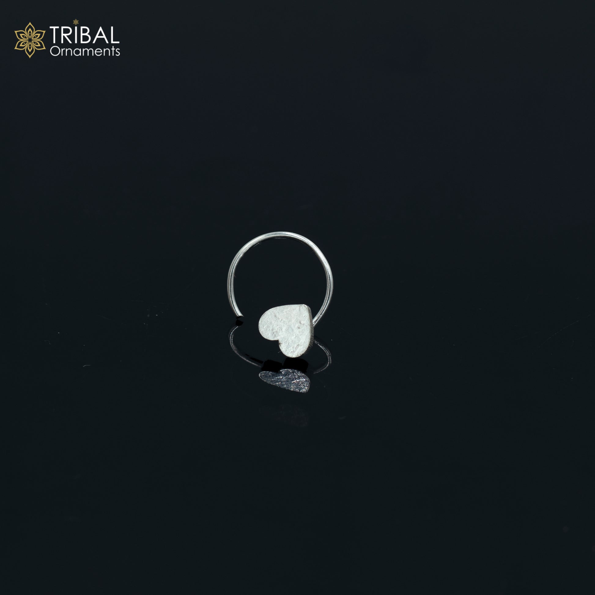 925 sterling silver heart design handmade fabulous nose pin u band tribal jewelry np71 - TRIBAL ORNAMENTS