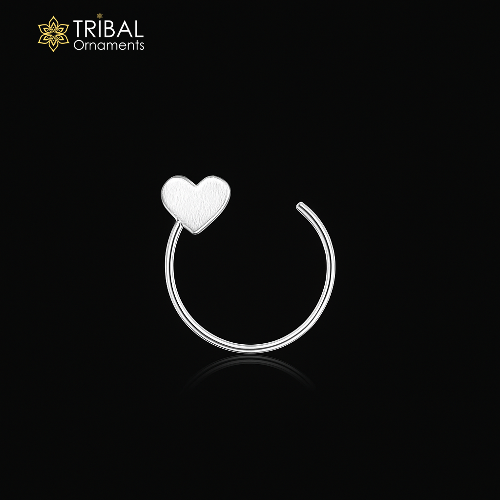 925 sterling silver heart design nose pin u band tribal jewelry np71 - TRIBAL ORNAMENTS