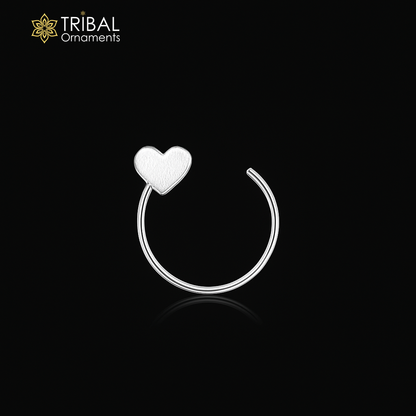 925 sterling silver heart design nose pin u band tribal jewelry np71 - TRIBAL ORNAMENTS