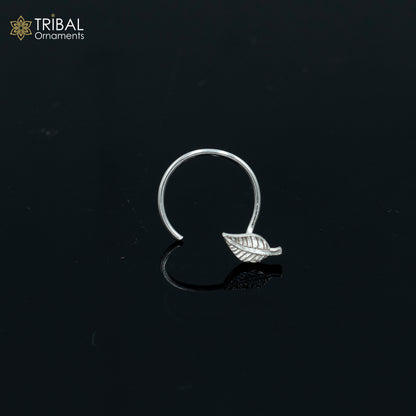925 sterling silver leaf design handmade fabulous nose pin u band tribal jewelry np83 - TRIBAL ORNAMENTS