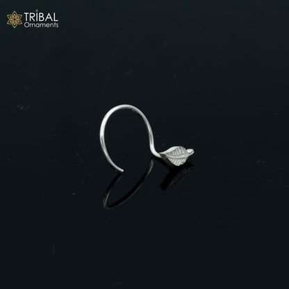 925 sterling silver leaf design handmade fabulous nose pin u band tribal jewelry np83 - TRIBAL ORNAMENTS