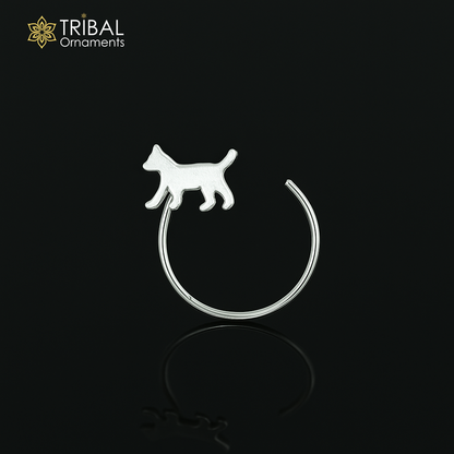 925 sterling silver lion design nose pin u band tribal jewelry np72 - TRIBAL ORNAMENTS