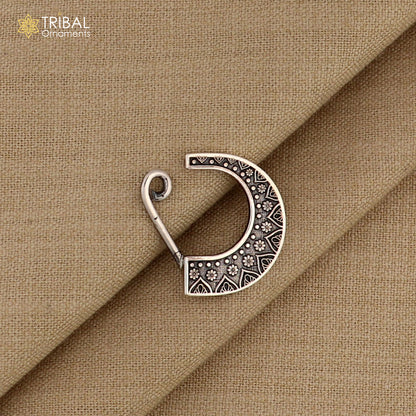 925 sterling silver nath vintage design clip on nose pin ethnic tribal jewelry np100 - TRIBAL ORNAMENTS