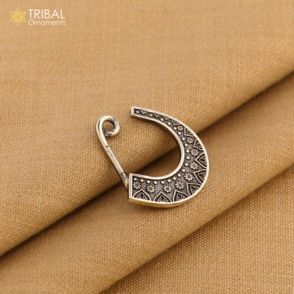925 sterling silver nath vintage design clip on nose pin ethnic tribal jewelry np100 - TRIBAL ORNAMENTS