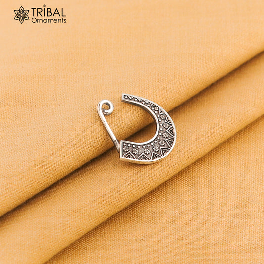 925 sterling silver nath vintage design clip on nose pin ethnic tribal jewelry np100 - TRIBAL ORNAMENTS