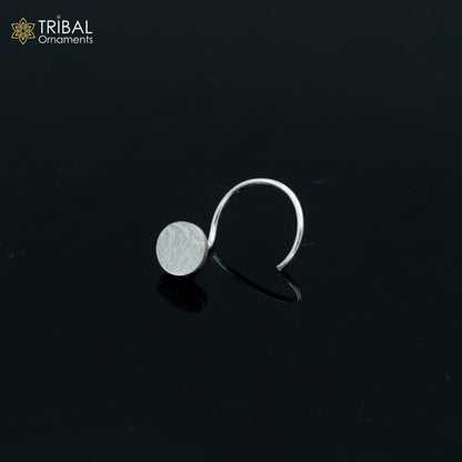 925 sterling silver round shape nose pin with U-band design, tribal jewelry style, crafted by Tribal Ornaments.