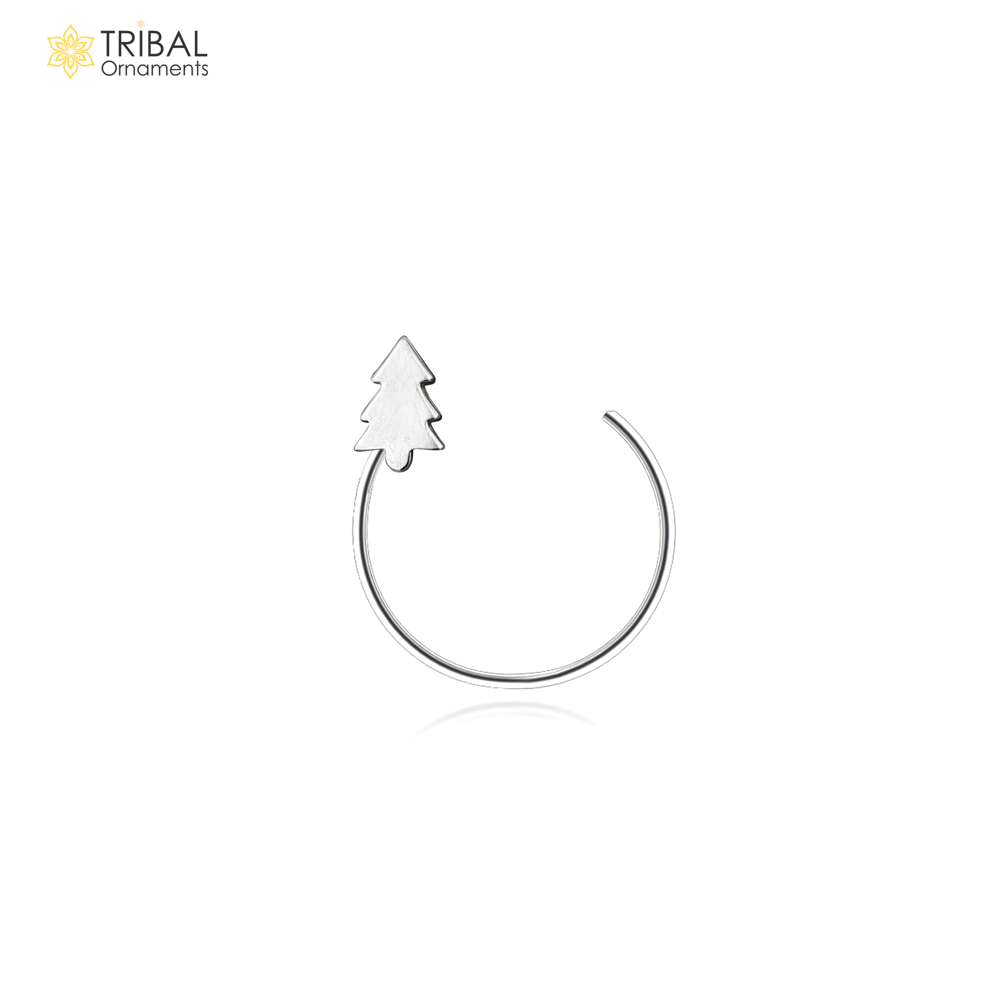 925 sterling silver tree design nose pin u band tribal jewelry np89 - TRIBAL ORNAMENTS