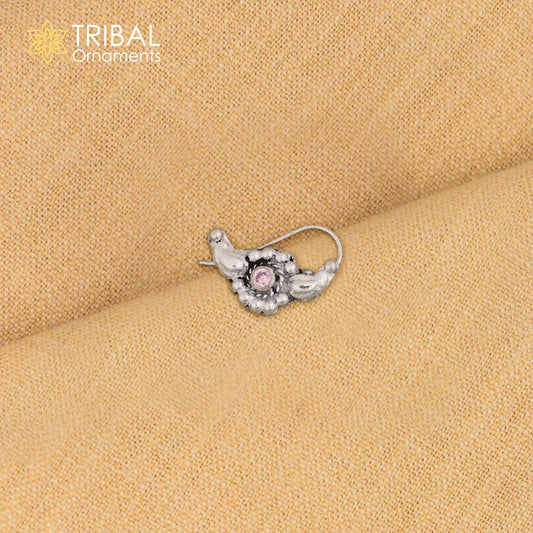 925 sterling silver vintage  stylish design stone nose pin ethnic tribal jewelry np97 - TRIBAL ORNAMENTS