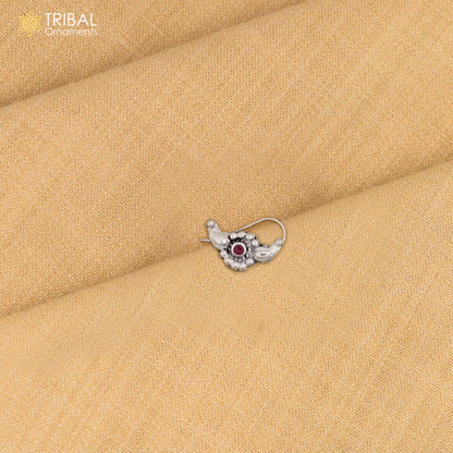 925 sterling silver vintage  stylish design stone nose pin ethnic tribal jewelry np97 - TRIBAL ORNAMENTS