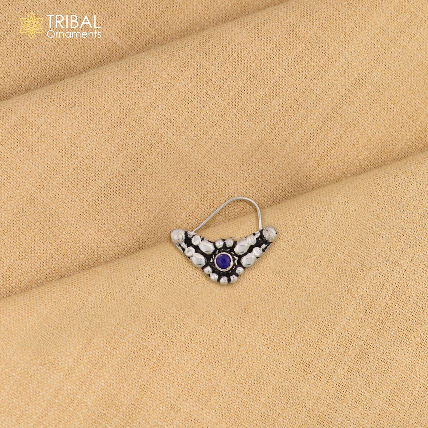925 sterling silver vintage  stylish design stone nose pin ethnic tribal jewelry np98 - TRIBAL ORNAMENTS