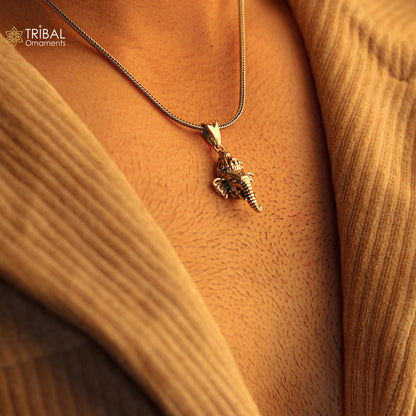 Sterling silver Lord Ganesha pendant by Tribal Ornaments, unisex jewelry with intricate design, personalized gift accessory.