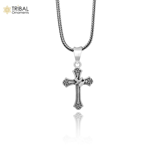 925 pure silver divine CROSS pendant best gifting pendant, wheat chain necklace locket best gifting delicate unisex  jewelry nsp737/ps65 - TRIBAL ORNAMENTS