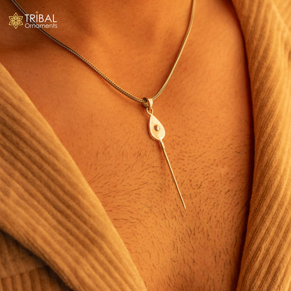 925 silver Lord Karthikeya Murugan pendant with weapon design on wheat chain, delicate jewelry by TRIBAL ORNAMENTS.