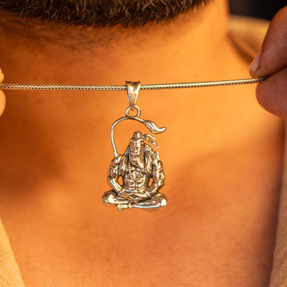 925 pure silver Lord Hanuman meditation pendant by Tribal Ornaments, intricately designed for spiritual gifting.
