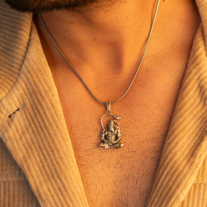 925 pure silver Lord Hanuman meditation pendant by Tribal Ornaments, featuring intricate design, ideal for gifting or personal devotion.