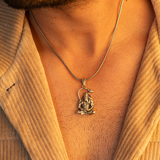 925 pure silver lord HANUMAN meditation design pendant best gifting pendant nsp868 - TRIBAL ORNAMENTS