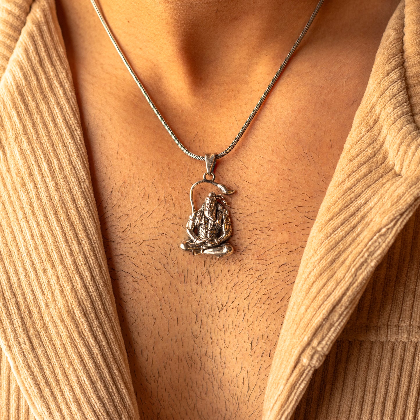 925 pure silver lord HANUMAN meditation design pendant best gifting pendant nsp868 - TRIBAL ORNAMENTS