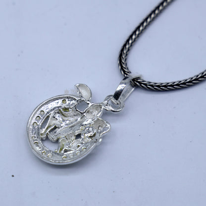 Unisex 925 pure silver Lord Hanuman pendant with wheat chain necklace, intricate tribal jewelry design by TRIBAL ORNAMENTS.