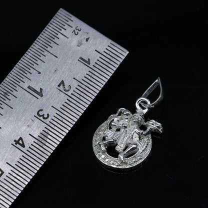 Unisex 925 pure silver Lord Hanuman pendant with wheat chain necklace, detailed tribal ornament jewelry, perfect for gifting.