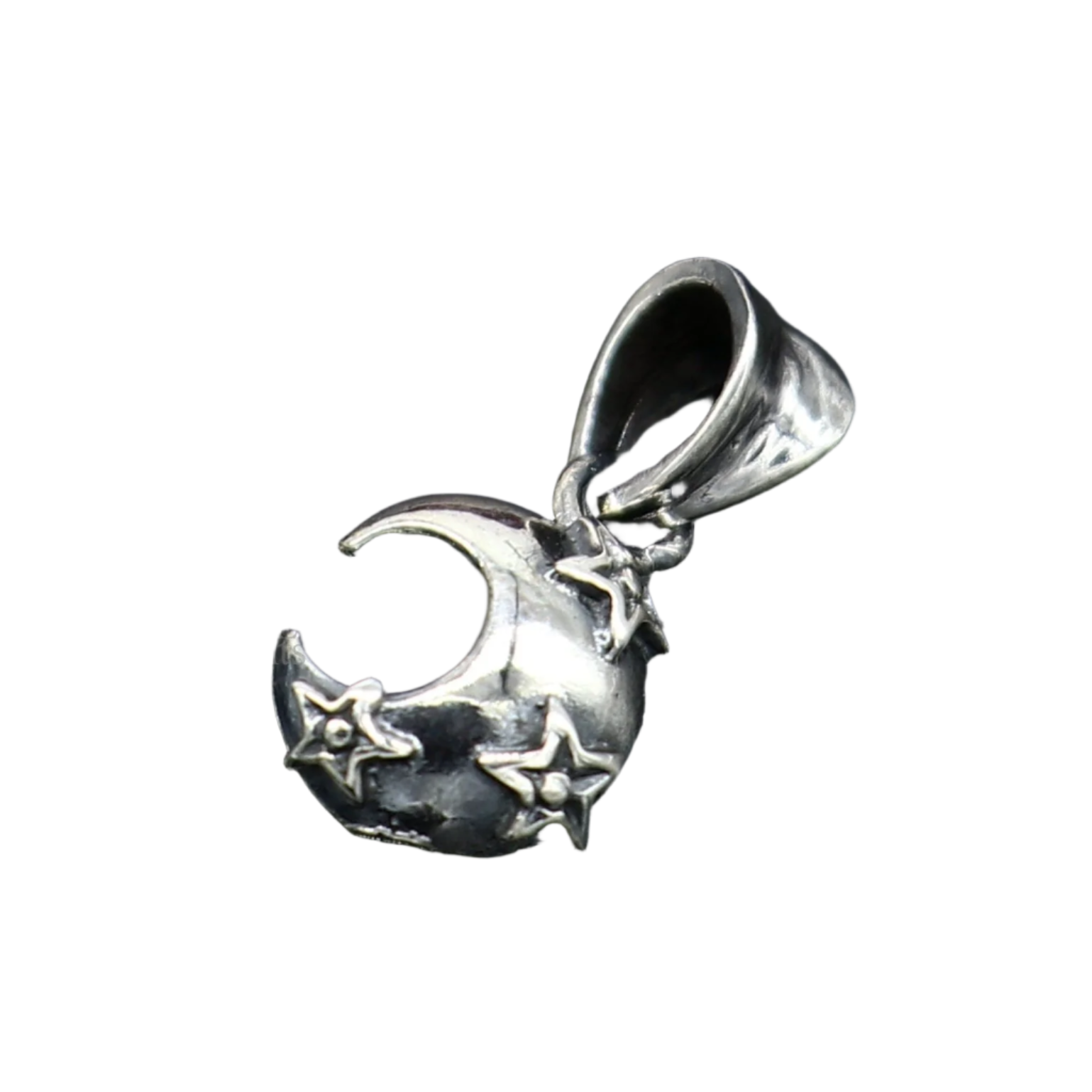 Sterling silver sun, moon, and star pendant by Tribal Ornaments featuring a handcrafted unisex design, stylish jewelry gift.